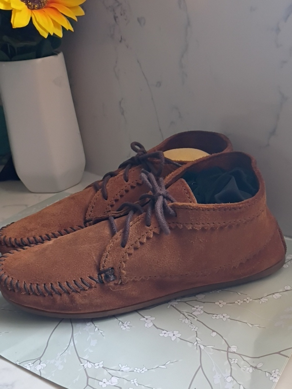 Minnetonka Brown Suede Moccasin Lace-Up Shoes